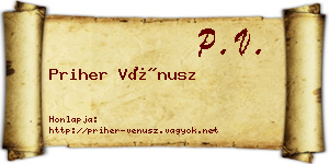 Priher Vénusz névjegykártya